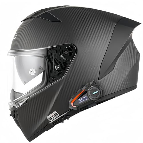 Motorradhelm, Hochklappbarer Modularer Motorradhelm Mit Bluetooth, ECE-Geprüfte Integrierte Doppelvisiere, Hochfestes Kohlefasermaterial Für Erwachsene, Männer Und Frauen D,XL61-62CM von BDBRHFG