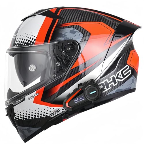 Motorradhelm, Hochklappbarer Modularer Motorradhelm Mit Bluetooth, ECE-Geprüfte Integrierte Doppelvisiere, Hochfestes Kohlefasermaterial Für Erwachsene, Männer Und Frauen J,L59-60CM von BDBRHFG