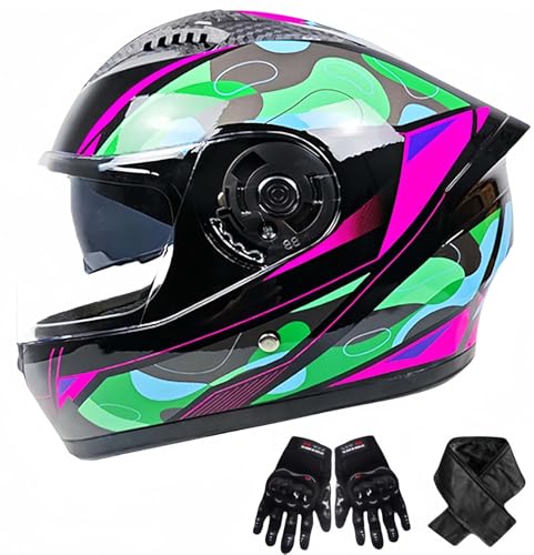 Motorradhelm, integrierter Klapphelm mit ECE-Zertifizierung, hochklappbarer Integralhelm, Motorrad-Schutzhelm mit Visier, integrierter Helm, Herren- und Damenhelm B,55-61CM von BDBRHFG