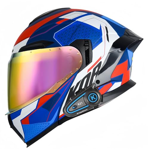 Motorradhelm Klapphelm Modularer Motorradhelm Mit Bluetooth, ECE-Geprüfter Helm, Modularer Sturzhelm Doppelvisier Rollerhelm Für Erwachsene Männer Frauen H,L59-60CM von BDBRHFG