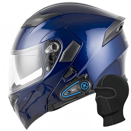 Motorradhelm Mit Bluetooth, Integrierter Klapphelm, ECE-Zertifizierung Mit Anti-Fog-Doppelvisier, Modularermotorrad Helme Fürerwachsene Männer Und Frauen E,XXL63-64CM von BDBRHFG