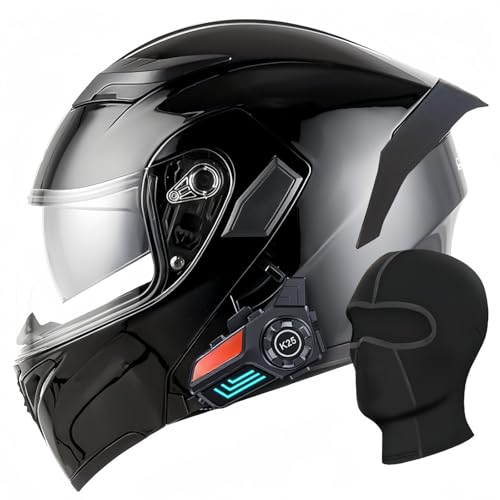 Motorradhelm Mit Integriertem Bluetooth-Modul, Hochklappbarer Integralhelm, ECE-Zugelassenes Belüftungsdesign Für Erwachsene Männer Und Frauen C,XL61-62CM von BDBRHFG