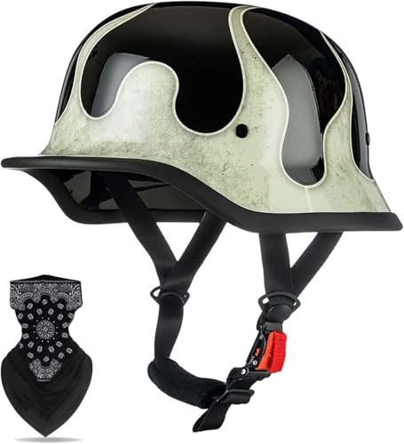 Motorradhelm Retro-Helm Für Erwachsene, Offenes Gesicht, Motorradhelme, ECE-Zertifiziert, Cap-Style-Helm, Herren- Und Damenhelm, Moped- Und Rollerhelm C,XL61-62CM von BDBRHFG