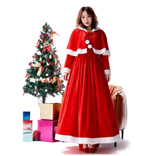 Mrs Claus Kostüm Erwachsene Frauen Santa Kostüm Mrs Kleid 2 Teile/Satz Mit Hut Gürtel Rock Santa Claus Kostüm Für Weihnachten Party Mrs Claus Kleid A,L von BDBRHFG