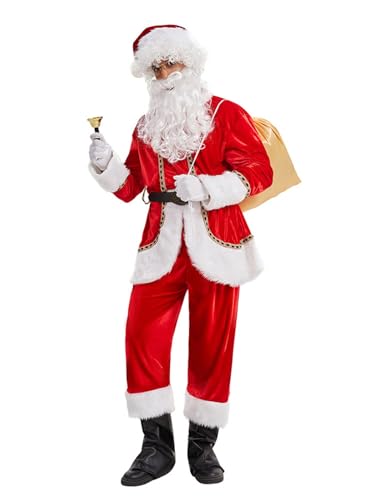 Weihnachtsmann-Kostüm Für Erwachsene Und Herren, Luxuriöses Weihnachtsmann-Kostüm, Oben, Warm, Bequem, Weihnachtsmann-Outfit, Elegantes Kostüm Für Weihnachten A,XL von BDBRHFG