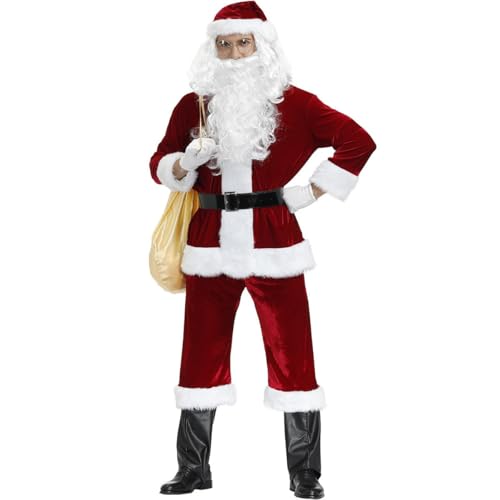 Weihnachtsmannkostüm Für Erwachsene Weihnachtsmannkostüm Für Erwachsene 6-Teiliges Weihnachtsmannkostüm Für Männer Weihnachtsmann-Outfit Für Weihnachtsfeiertagsparty A,XL von BDBRHFG