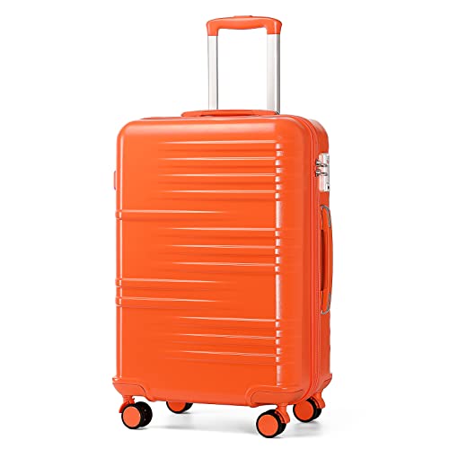 BDSHGRDH Reisekoffer， Cabin Suitcase Lightweight PC Carry On Luggage Suitcase Hard Shell Hand Luggage with 4 Spinner Wheels, 3 Digit Combination Lock(Orange,Large 28") von BDSHGRDH