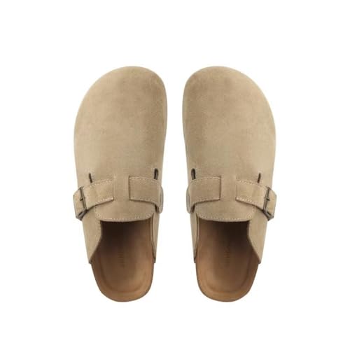 BDWMZKX Hausschuhe Damen Birkenstock-Schuhe Für Frauen, Dicke Sohlen, Erhöhte Größe, Birkenstock-zehen-Halbschuhe, Frühlings- Und Herbst-slip-on-slip-ons-khaki-37 von BDWMZKX