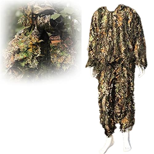 3D Ghillie Tarnanzug, Bionic Design Anzug Tarnkleidung Jacke Und Hose Camouflage Kleidung für Jagd Wildtierfotografie Angeln Vogelbeobachtung von BDXZJ