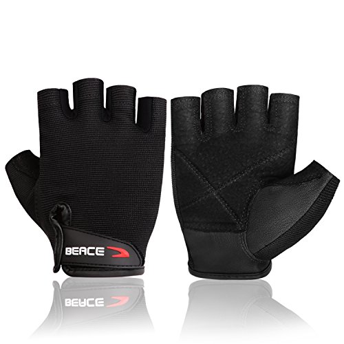 Beace Gewichtheber-Handschuhe mit rutschfester Leder-Handfläche für Workout, Training, Fitness und Bodybuilding, für Damen und Herren von BEACE