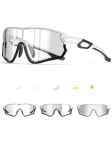 BEACOOL Photochromatische Fahrradbrille Selbsttönend Sonnenbrille für Herren Damen TR90 Rahmen Sportbrille f´ür Radfahren Laufen von BEACOOL