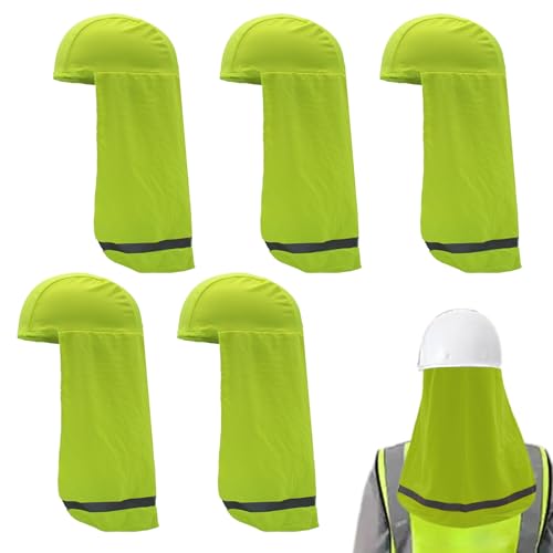 5 PCs Hardhut Sonnenschatten Sonnenschutz Helf Visor mit reflektierender Streifen atmungsaktive elastische Kühlung Summer Helf Liner für Outdoor -Aktivitäten (gelb), Hardhelm Visor Sonnenschatten von BEAHING