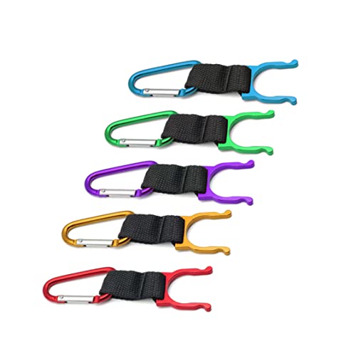 5pcs Wasserflasche Schnalle Flasche Praktisch transportieren Cliphakenhalter D-Ring Hanging Carabiner Schnalle für Camping-Wanderung im Freien-Zufällige Farbe D-Ring Hook von BEAHING