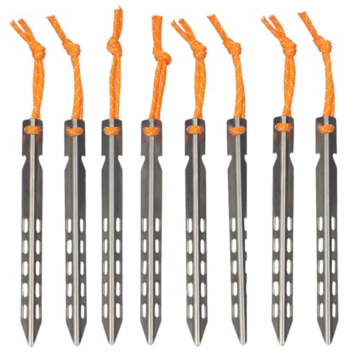 BEAHING V-förmige Zeltstifte, 8 Stcs Titan-Zeltstifte, 16 cm ultraleichte Zeltnägel im Freien Camping-Zelt-Einsätze tragbarer Camping-Zelt-Stakes V-förmige Zeltstifte mit Zugschnitten für Außen von BEAHING