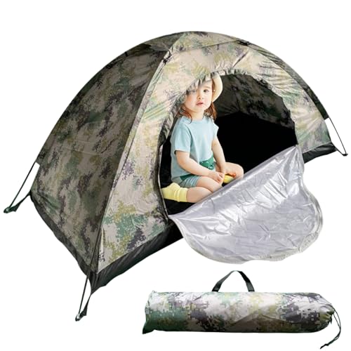 Camping Zelt wasserdichte Kuppel Zelte Windschutz Einzelpersonen UV -Schutz Tarnzelt Easy Setup Rucksackzelt für Reisende Strand 39x79x43 '', Camping Zelt von BEAHING