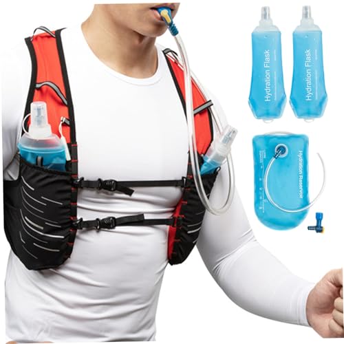 Laufen Weste, Hydratation -Rucksack, Laufweste mit 1L Blase und 500 ml Flasche Refreive Hydratation Rucksack Leicht atmungsaktives fließbares Wasserweste mit verstellbaren Brustgurten und Taschen von BEAHING