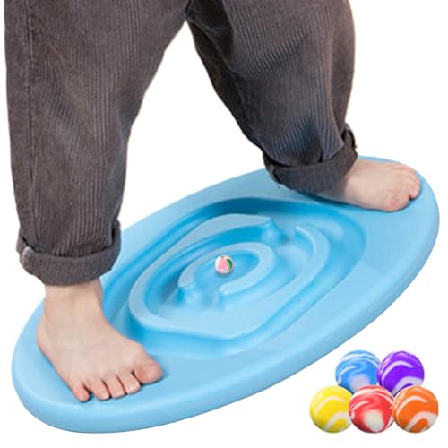 Wobble Board, Kids Balance Board mit 5 Bällen 30 ° PE Balance Board Hochleistungs -Rocking -Board -Eierform glatte Entwicklungstraining 11,8 x 14,2 Zoll Wobble Board für Kinder, Balance Board, Blue von BEAHING