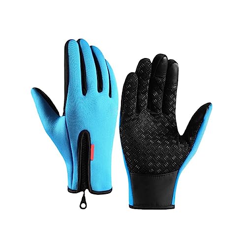 BEALIFE 1 Paar Fahrradhandschuhe Winter Thermo Winddicht Touchscreen Reiten Camping Wandern Angeln Warme Fäustlinge für Damen Herren, Blau, S von BEALIFE