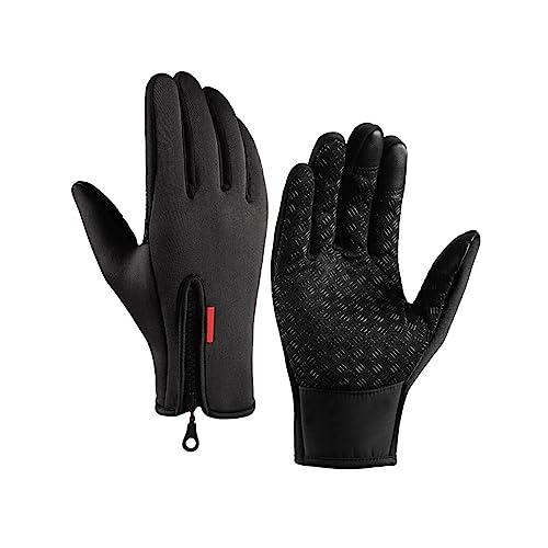 BEALIFE 1 Paar Fahrradhandschuhe Winter Thermo Winddicht Touchscreen Reiten Camping Wandern Angeln Warme Fäustlinge für Damen Herren, Schwarz, XL von BEALIFE