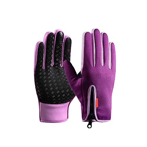 BEALIFE 1 Paar Fahrradhandschuhe Winter Thermo Winddicht Touchscreen Reiten Camping Wandern Angeln Warme Fäustlinge für Damen Herren, Violett, S von BEALIFE