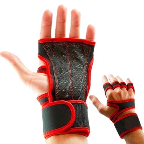 BEALIFE 2 Stück Fitness Handschuhe zum Gewichtheben, atmungsaktiv und langlebig, Bequeme Gewichtheber Handschuhe aus Leder, Fitness, Rot, S von BEALIFE