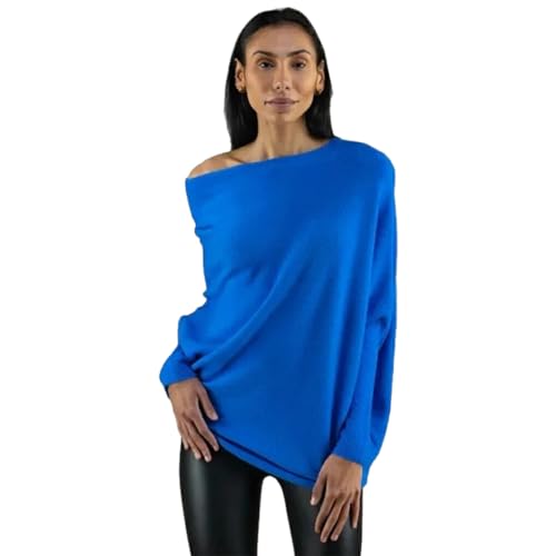 BEALIFE Bleiben Sie warm, asymmetrisch drapiert, gemütlich und stilvoll, Pullover mit Langen Fledermausärmeln, Polyester, asymmetrisch drapiert, Blau BEALIFE Bleiben Sie warm, asymmetrisch drapiert, gemütlich und stilvoll, Pullover mit Langen Fledermausärmeln, Polyester, asymmetrisch drapiert, Blau von BEALIFE