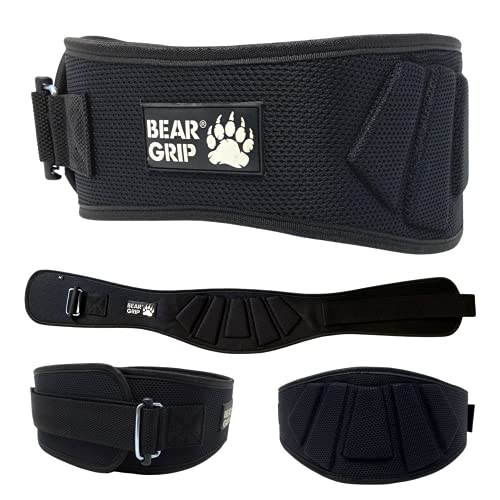 BEAR GRIP Gewichthebergürtel, Neopren, gebogen, Rückenstütze, Lendenwirbelstütze, Fitness, Bodybuilding, Größe M, Schwarz von BEAR GRIP