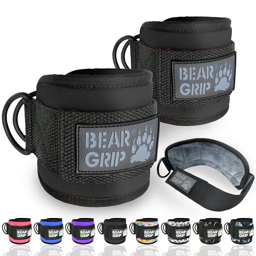 BEAR GRIP Knöchelriemen für Kabel mit neuem Fleece-Design, starker Verschluss, doppelter D-Ring aus Edelstahl, verstellbares Neopren – für Damen und Herren BEAR GRIP Knöchelriemen für Kabel mit neuem Fleece-Design, starker Verschluss, doppelter D-Ring aus Edelstahl, verstellbares Neopren – für Damen und Herren von BEAR GRIP