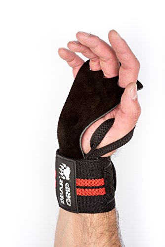 Bear Grip – CrossFit-Handschuhe mit Leder-Handfläche, idealer Schutz für WOD-Fitness, Gewichtheben, Powerlifting, spezielles Einheitsgrößen-Design, schwarz / rot Bear Grip – CrossFit-Handschuhe mit Leder-Handfläche, idealer Schutz für WOD-Fitness, Gewichtheben, Powerlifting, spezielles Einheitsgrößen-Design, schwarz / rot von BEAR GRIP