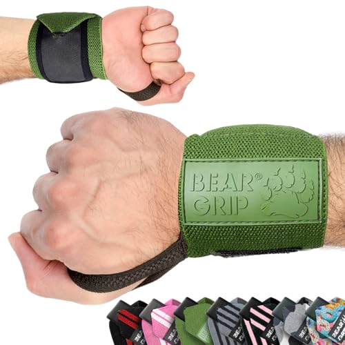 BEAR GRIP - Handgelenkstütz-Bänder für das Gewichtheben, (Im Paar Verkauft) (Khaki) von BEAR GRIP
