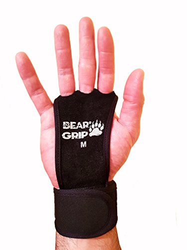 Crossfit-Handflächenschutz von Bear Grip, Leather Black 3 Hole integrated Wrist Wrap, M von BEAR GRIP