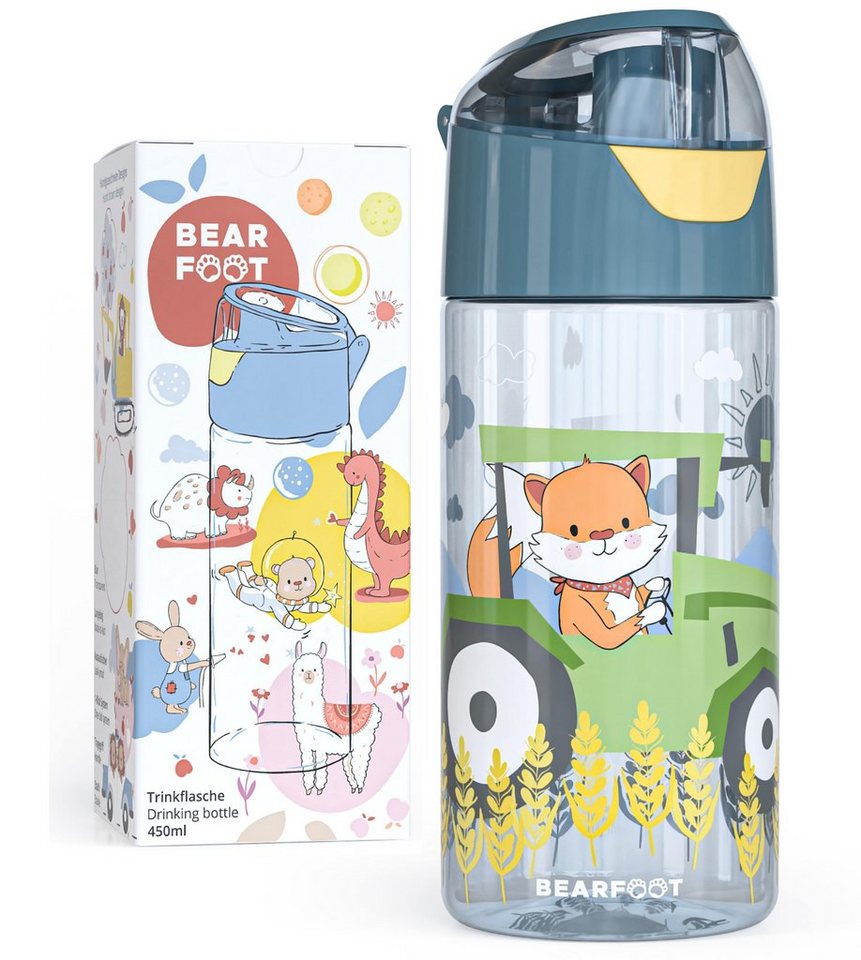 BEARFOOT Trinkflasche Leichte, Auslaufsichere Flasche für Kinder, Wasserflasche für Schule, Sport & Unterwegs von BEARFOOT