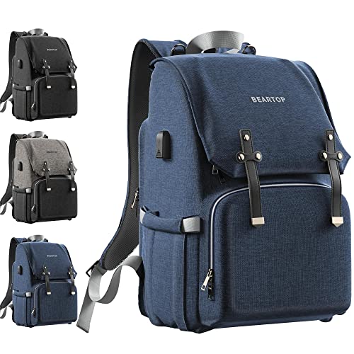 BEARTOP Großer Wickeltaschen-Rucksack inklusive Wickelunterlage - Mit Stauraum & Taschen - Nass- & Isolierfach von BEARTOP