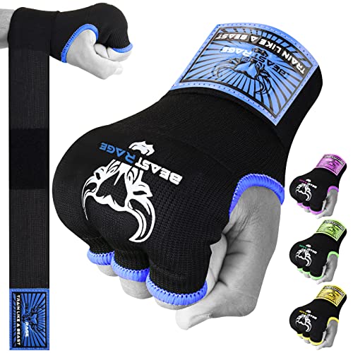 BEAST RAGE Boxbandagen, Gelhandschuhe, MMA, 75 cm lang, gepolstert, elastisch, schnelles Boxen, Boxsack, Training, Muay Thai, Handbandagen-Set UFC Bandagen für Herren Damen Kinder (M (Erwachsene), von BEAST RAGE