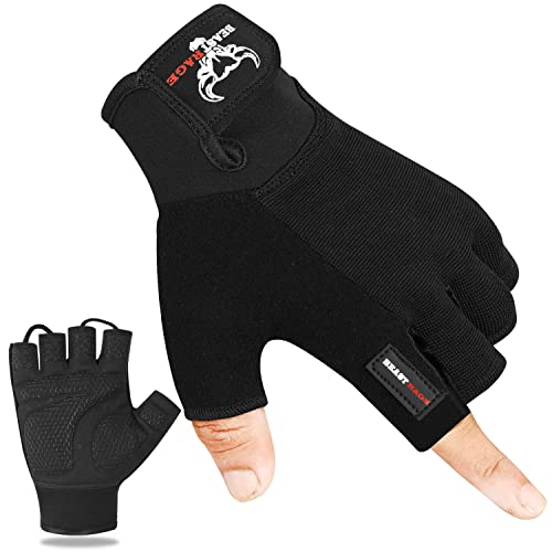 BEAST RAGE Fitness-Handschuhe für Training, rutschfest,gepolsterte Handfläche,Halbfinger-Workout,Gewichtheben-Handschuhe, Radfahren, Crossfit,Krafttraining (Black, L) von BEAST RAGE