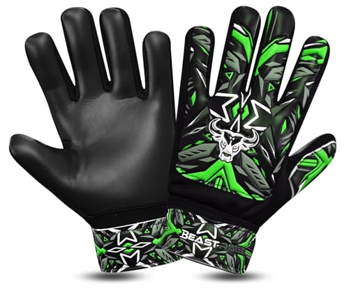 BEAST RAGE Torwarthandschuhe Kinder Gepolsterte Torwarthandschuh für Kind Fußball Torwart Handschuhe für Jungen, (Grün, Größe 5, geeignet für Kinder von 9 bis 12 Jahren) BEAST RAGE Torwarthandschuhe Kinder Gepolsterte Torwarthandschuh für Kind Fußball Torwart Handschuhe für Jungen, (Grün, Größe 5, geeignet für Kinder von 9 bis 12 Jahren) von BEAST RAGE