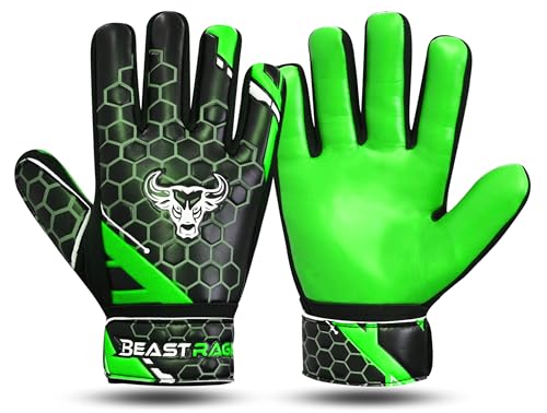 BEAST RAGE Fußball-Torwarthandschuhe für Jungen und Kinder, Jugendliche, Fußball-Torwarthandschuhe mit starkem Halt für die härtesten Einsparungen, Handgelenkstütze, 4 mm Latex-Handfläche (Grün, Größe BEAST RAGE Fußball-Torwarthandschuhe für Jungen und Kinder, Jugendliche, Fußball-Torwarthandschuhe mit starkem Halt für die härtesten Einsparungen, Handgelenkstütze, 4 mm Latex-Handfläche (Grün, Größe von BEAST RAGE