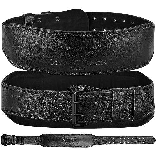 BEAST RAGE Gewichthebergürtel für Damen und Herren, Ledergürtel zum Gewichtheben, 10,2 cm gepolsterte Rückenstütze, 10 verstellbare Löcher, ideal für Powerlifting, Kreuzheben (XL, Schwarz) von BEAST RAGE