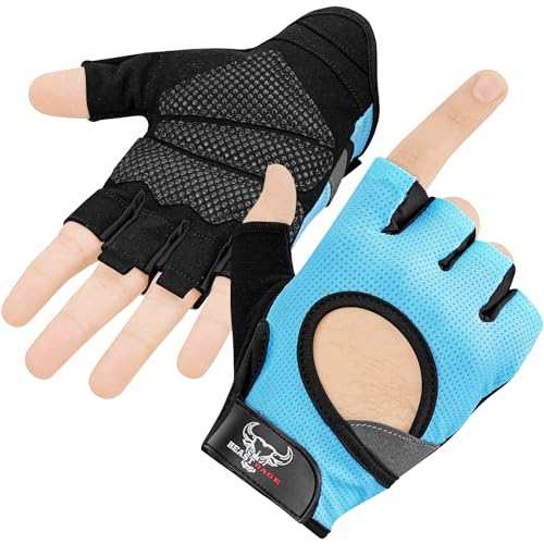 BEAST RAGE Gewichtheberhandschuhe für Männer und Frauen, Gym Handschuhe für Crossfit.Atmungsaktiv,rutschfest Silikon gepolsterte Handfläche Schutz Trainingshandschuhe für Gewichtheben (Aqua, L) von BEAST RAGE