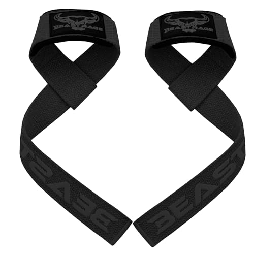 BEAST RAGE Gurte zum Gewichtheben, Premium-Qualität, Neopren, gepolsterte Baumwollgurte, strapazierfähige Fitnessgurte für Gewichtheben, Kreuzheben, Powerlifting, Crossfit, Krafttraining (JET SCHWARZ) von BEAST RAGE