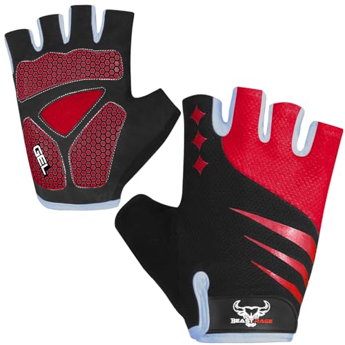 BEAST RAGE Halbfinger-Fahrradhandschuhe für Männer und Frauen mit Gelpolster rutschfest stoßdämpfend Gewichtheber-Fitnesshandschuhe Fingerlose atmungsaktive Mountainbike-Handschuhe für MTB Radfahren BEAST RAGE Halbfinger-Fahrradhandschuhe für Männer und Frauen mit Gelpolster rutschfest stoßdämpfend Gewichtheber-Fitnesshandschuhe Fingerlose atmungsaktive Mountainbike-Handschuhe für MTB Radfahren von BEAST RAGE