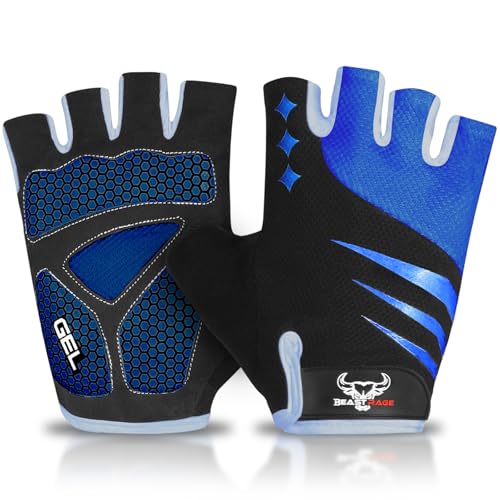 BEAST RAGE Halbfinger-Fahrradhandschuhe für Männer und Frauen mit Gelpolster rutschfest stoßdämpfend Gewichtheber-Fitnesshandschuhe Fingerlose atmungsaktive Mountainbike-Handschuhe für MTB BEAST RAGE Halbfinger-Fahrradhandschuhe für Männer und Frauen mit Gelpolster rutschfest stoßdämpfend Gewichtheber-Fitnesshandschuhe Fingerlose atmungsaktive Mountainbike-Handschuhe für MTB von BEAST RAGE