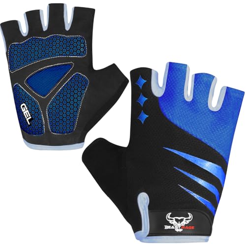 BEAST RAGE Halbfinger-Fahrradhandschuhe für Männer und Frauen mit Gelpolster rutschfest stoßdämpfend Gewichtheber-Trainingshandschuhe Fingerlose atmungsaktive Mountainbike-Handschuhe für MTB BEAST RAGE Halbfinger-Fahrradhandschuhe für Männer und Frauen mit Gelpolster rutschfest stoßdämpfend Gewichtheber-Trainingshandschuhe Fingerlose atmungsaktive Mountainbike-Handschuhe für MTB von BEAST RAGE