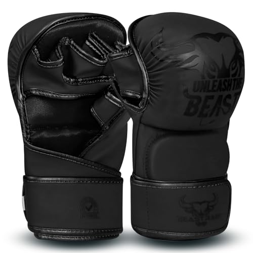 BEAST RAGE MMA-Handschuhe für Männer und Frauen verstellbare Handgelenkstütze offene Handfläche Kampfsport-Handschuhe Grappling Sparring für Muay Thai Käfigkampf Taekwondo Kickboxen Boxtraining BEAST RAGE MMA-Handschuhe für Männer und Frauen verstellbare Handgelenkstütze offene Handfläche Kampfsport-Handschuhe Grappling Sparring für Muay Thai Käfigkampf Taekwondo Kickboxen Boxtraining von BEAST RAGE