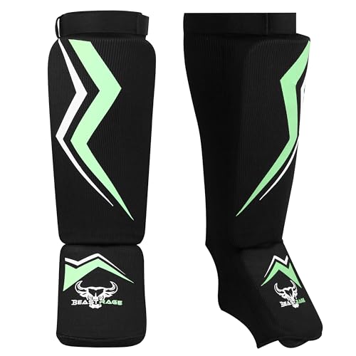 BEAST RAGE Schienbeinschoner für Kickboxen, Spannschutzpolster für Muay Thai MMA Training, Kampfsportboxen, elastisch gepolsterter Bein-/Fußschutz für Karate BJJ Taekwondo-Ausrüstung GRÜN, L XL BEAST RAGE Schienbeinschoner für Kickboxen, Spannschutzpolster für Muay Thai MMA Training, Kampfsportboxen, elastisch gepolsterter Bein-/Fußschutz für Karate BJJ Taekwondo-Ausrüstung GRÜN, L XL von BEAST RAGE