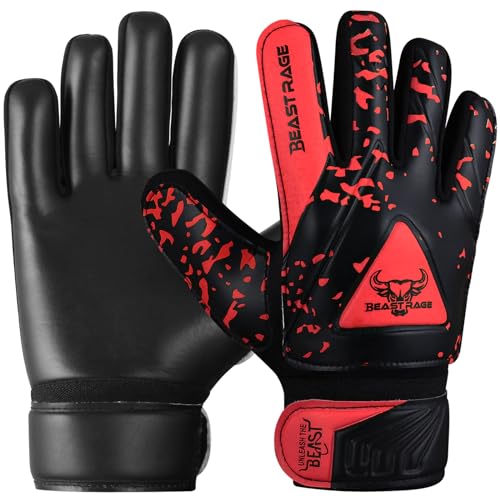 BEAST RAGE Torwarthandschuhe für Kinder Jungen Jugend,Fußballtorwarthandschuhe Kinder mit doppelter Handgelenkstütze,Starker Grip Doppelt gepolsterte (Rot, Größe 3 geeignet für 5 bis 6 Jahre alt) BEAST RAGE Torwarthandschuhe für Kinder Jungen Jugend,Fußballtorwarthandschuhe Kinder mit doppelter Handgelenkstütze,Starker Grip Doppelt gepolsterte (Rot, Größe 3 geeignet für 5 bis 6 Jahre alt) von BEAST RAGE