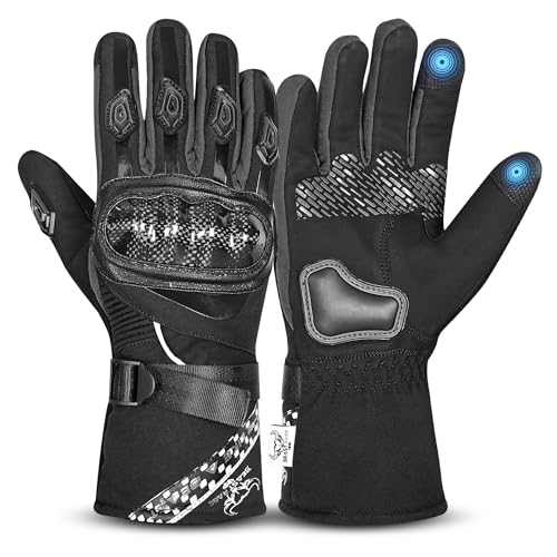 BEAST RAGE Winter Motorradhandschuhe, Thermo Motorradhandschuhe wasserdicht Winddicht für Männer und Frauen warme Motorradhandschuhe mit Touchscreen für Motocross-Rennen (Schwarz, XL) von BEAST RAGE