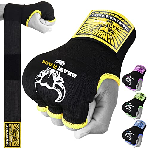 Beast Rage Boxbandagen, Gelhandschuhe, MMA, 75 cm lang, gepolstert, elastisch, schnelles Boxen, Boxsack, Training, Muay Thai, Handbandagen-Set von BEAST RAGE