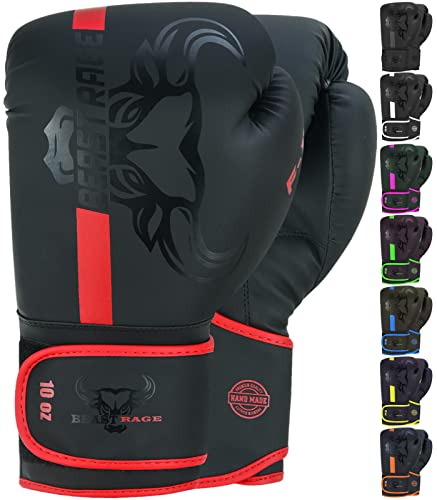 BEAST RAGE Boxhandschuhe Training Sparring Pro Impact Muay Thai MMA Kickboxen Herren Damen Erwachsene Schwerer Boxsack Focus Pads Handschuhe Speed Workout Belüftete Handfläche von BEAST RAGE