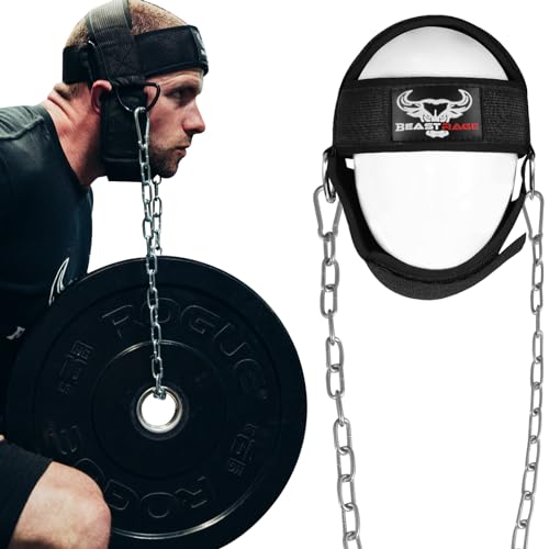 BEAST RAGE Kopfgeschirr, Halstauchen, strapazierfähig, lange Stahlkette, verstellbar, Fitness-Halsgeschirr, Gewichtheben Neopren gepolsterter Widerstandstraining Muskelkraft Erholungsgürtel Herren BEAST RAGE Kopfgeschirr, Halstauchen, strapazierfähig, lange Stahlkette, verstellbar, Fitness-Halsgeschirr, Gewichtheben Neopren gepolsterter Widerstandstraining Muskelkraft Erholungsgürtel Herren von BEAST RAGE